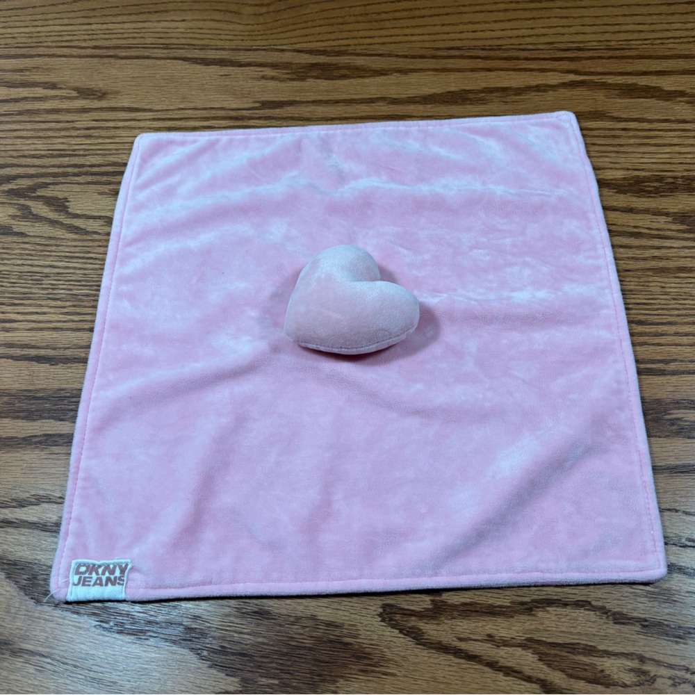 DKNY Pink Velvet Heart Baby Security Blanket Lovey